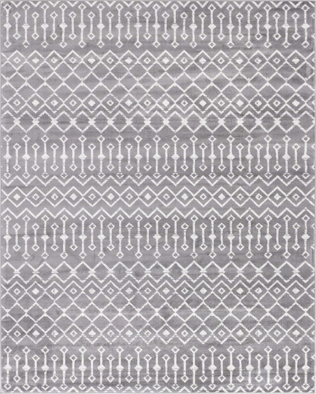 Gray 7' 10 x 10' Moroccan Trellis Rectangle Area Rug 100% Polypropylene Easy Clean Geometric Traditional Carpet for Interior Design Home Decor for Sale at Rug Engine