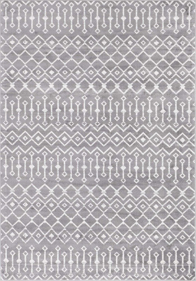 Gray 7' 1 x 10' Moroccan Trellis Rectangle Area Rug 100% Polypropylene Easy Clean Geometric Traditional Carpet for Interior Design Home Decor for Sale at Rug Engine