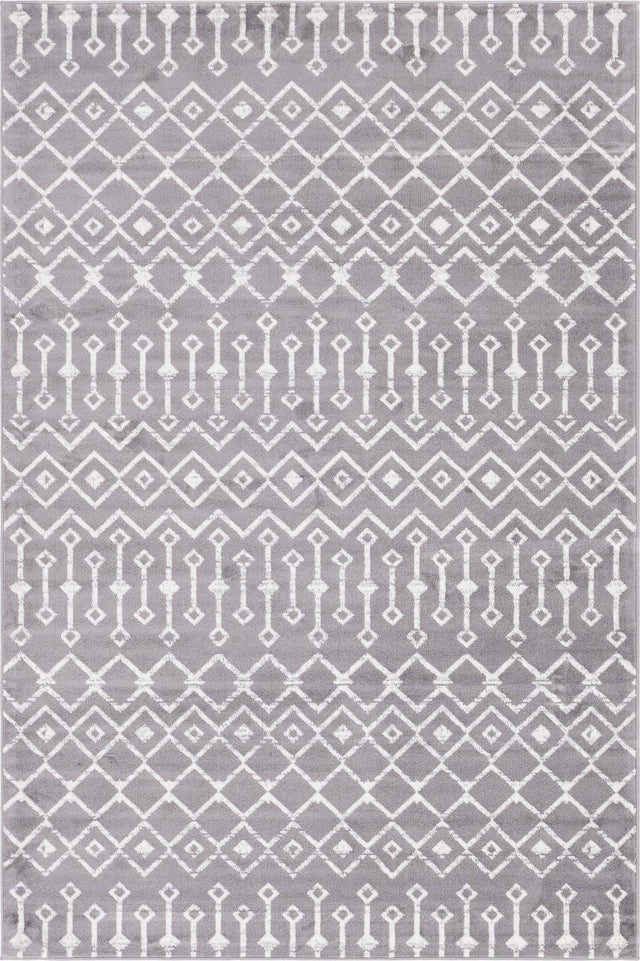 Gray 6' 1 x 9' Moroccan Trellis Rectangle Area Rug 100% Polypropylene Easy Clean Geometric Traditional Carpet for Interior Design Home Decor for Sale at Rug Engine