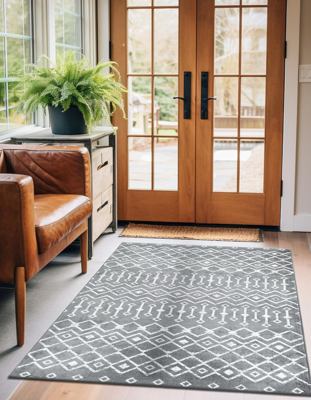 Gray 7' 1 x 10' Moroccan Trellis Rectangle Area Rug 100% Polypropylene Easy Clean Geometric Traditional Carpet for Interior Design Home Decor for Sale at Rug Engine
