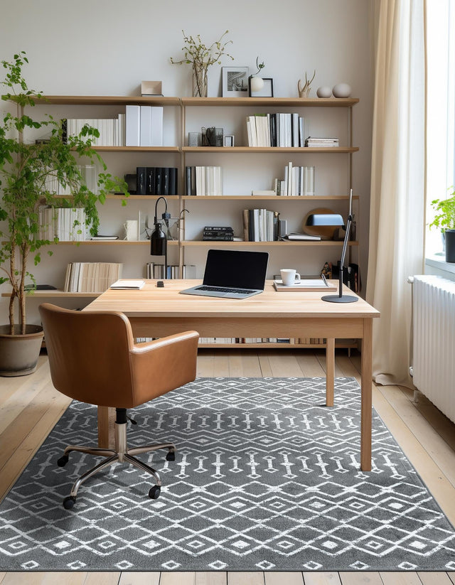 Gray 3' 1 x 5' 3 Moroccan Trellis Rectangle Area Rug 100% Polypropylene Easy Clean Geometric Traditional Carpet for Interior Design Home Decor for Sale at Rug Engine