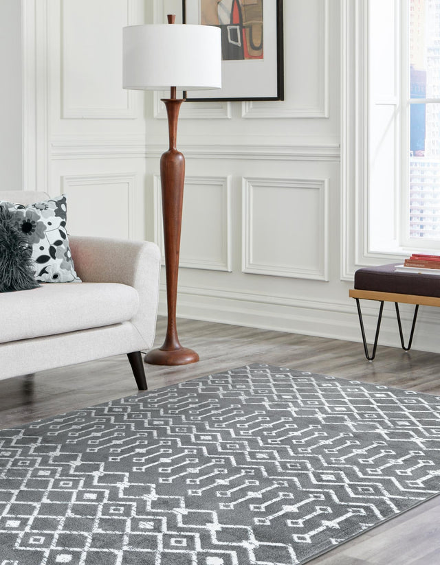 Gray 3' 1 x 5' 3 Moroccan Trellis Rectangle Area Rug 100% Polypropylene Easy Clean Geometric Traditional Carpet for Interior Design Home Decor for Sale at Rug Engine
