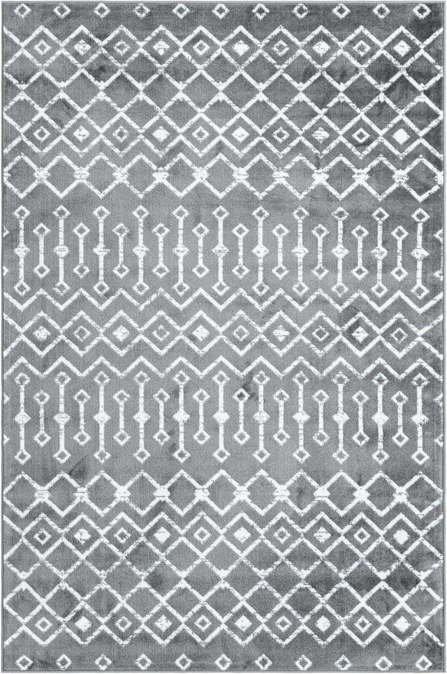 Gray 5' 3 x 8' Moroccan Trellis Rectangle Area Rug 100% Polypropylene Easy Clean Geometric Traditional Carpet for Interior Design Home Decor for Sale at Rug Engine