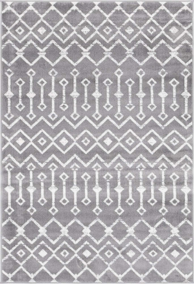 Gray 4' 1 x 6' 1 Moroccan Trellis Rectangle Area Rug 100% Polypropylene Easy Clean Geometric Traditional Carpet for Interior Design Home Decor for Sale at Rug Engine