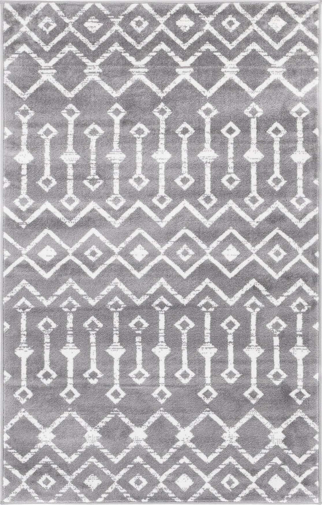 Gray 3' 1 x 5' 3 Moroccan Trellis Rectangle Area Rug 100% Polypropylene Easy Clean Geometric Traditional Carpet for Interior Design Home Decor for Sale at Rug Engine
