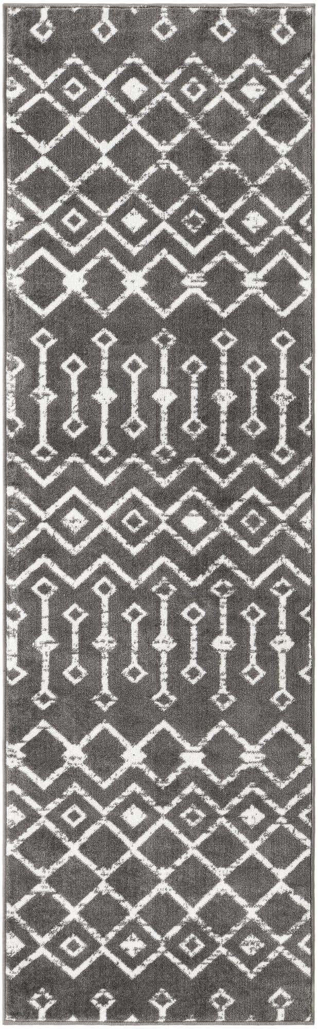 Gray 2' 6 x 8' 2 Moroccan Trellis Runner Area Rug 100% Polypropylene Easy Clean Geometric Traditional Carpet for Interior Design Home Decor for Sale at Rug Engine
