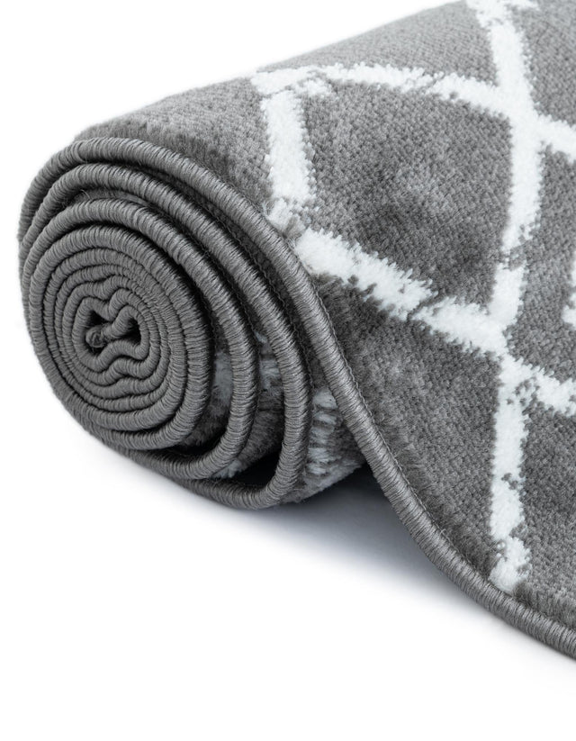 Gray 2' x 6' 7 Moroccan Trellis Runner Area Rug 100% Polypropylene Easy Clean Geometric Traditional Carpet for Interior Design Home Decor for Sale at Rug Engine