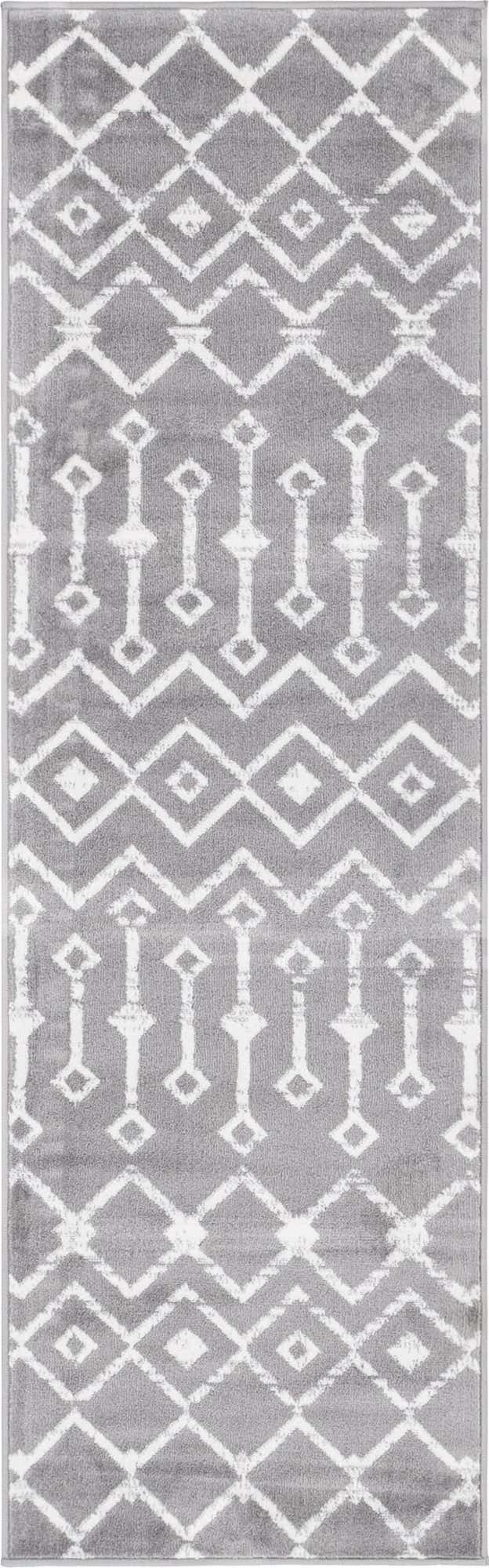 Gray 2' x 6' 7 Moroccan Trellis Runner Area Rug 100% Polypropylene Easy Clean Geometric Traditional Carpet for Interior Design Home Decor for Sale at Rug Engine