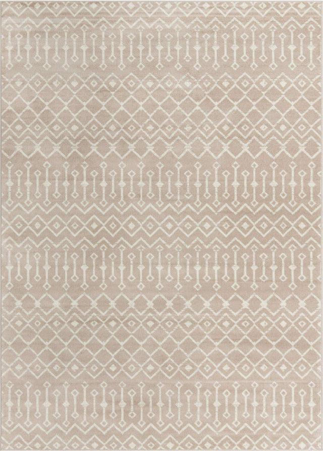Beige 7' 10 x 11' Moroccan Trellis Rectangle Area Rug 100% Polypropylene Easy Clean Geometric Traditional Carpet for Interior Design Home Decor for Sale at Rug Engine