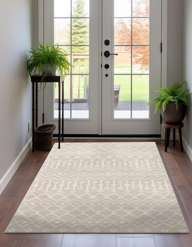Beige 7' 10 x 10' Moroccan Trellis Rectangle Area Rug 100% Polypropylene Easy Clean Geometric Traditional Carpet for Interior Design Home Decor for Sale at Rug Engine