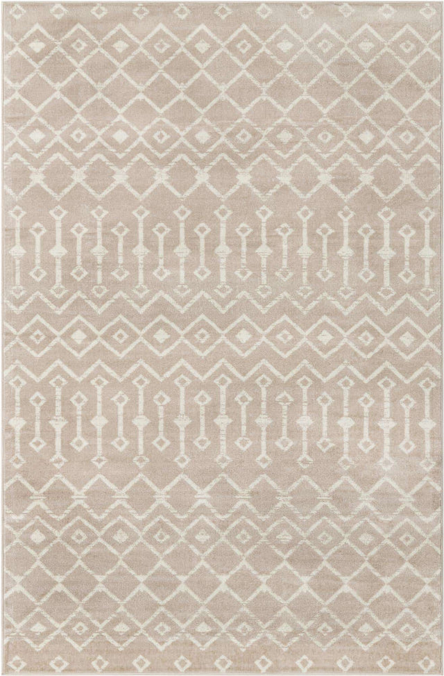 Beige 5' 3 x 8' Moroccan Trellis Rectangle Area Rug 100% Polypropylene Easy Clean Geometric Traditional Carpet for Interior Design Home Decor for Sale at Rug Engine