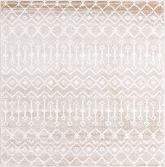 Beige 6' 1 x 6' 1 Moroccan Trellis Square Area Rug 100% Polypropylene Easy Clean Geometric Traditional Carpet for Interior Design Home Decor for Sale at Rug Engine
