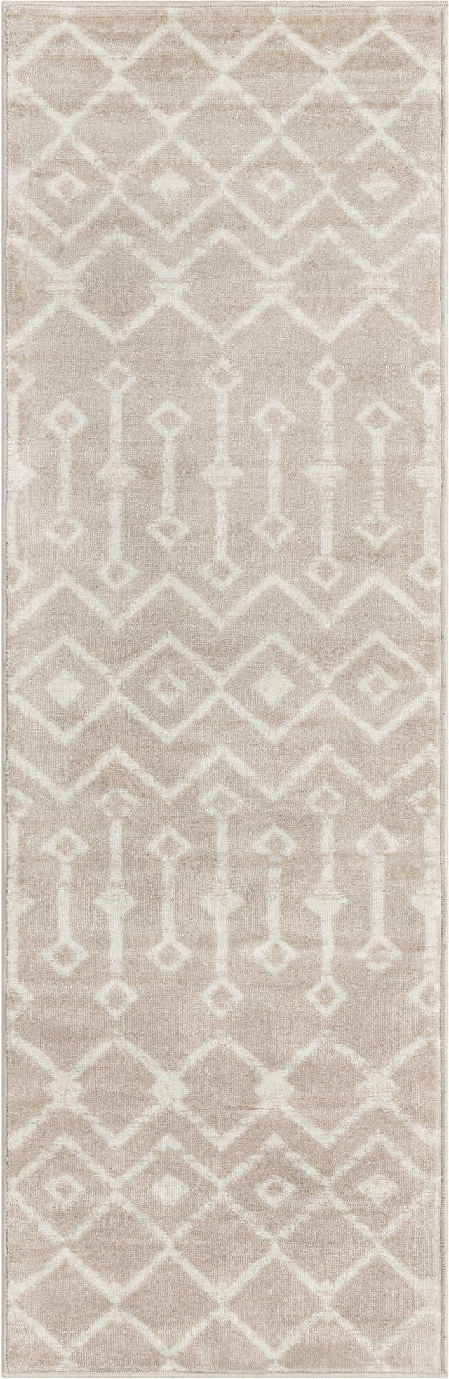 Beige 2' x 6' 7 Moroccan Trellis Runner Area Rug 100% Polypropylene Easy Clean Geometric Traditional Carpet for Interior Design Home Decor for Sale at Rug Engine