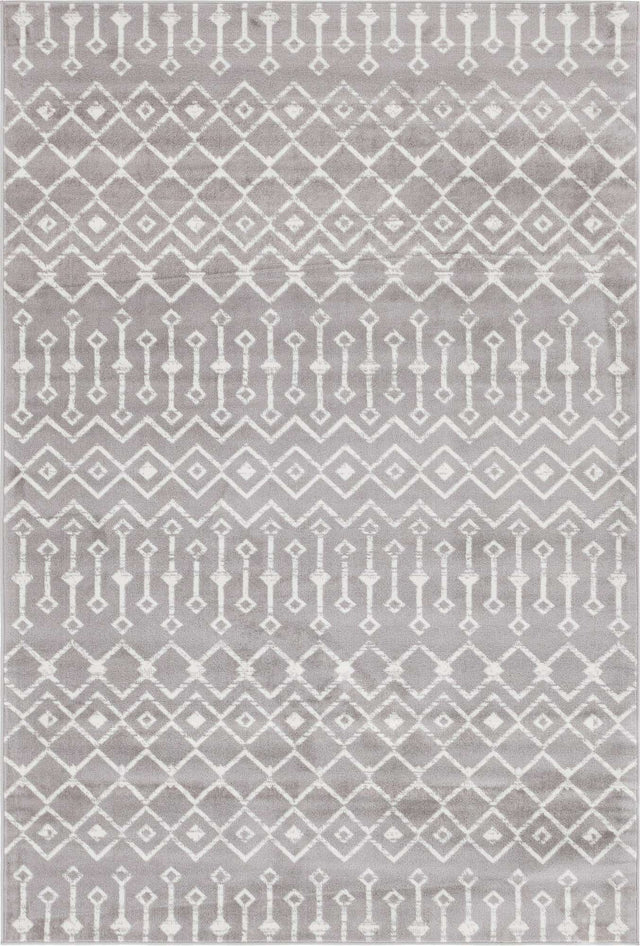Light Gray 6' 1 x 9' Moroccan Trellis Rectangle Area Rug 100% Polypropylene Easy Clean Geometric Traditional Carpet for Interior Design Home Decor for Sale at Rug Engine