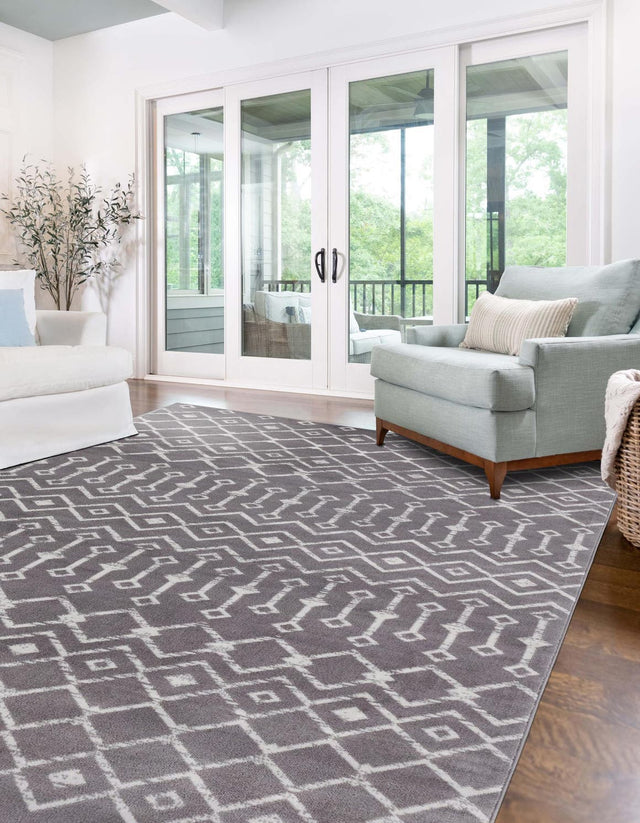 Light Gray 10' x 13' 1 Moroccan Trellis Rectangle Area Rug 100% Polypropylene Easy Clean Geometric Traditional Carpet for Interior Design Home Decor for Sale at Rug Engine