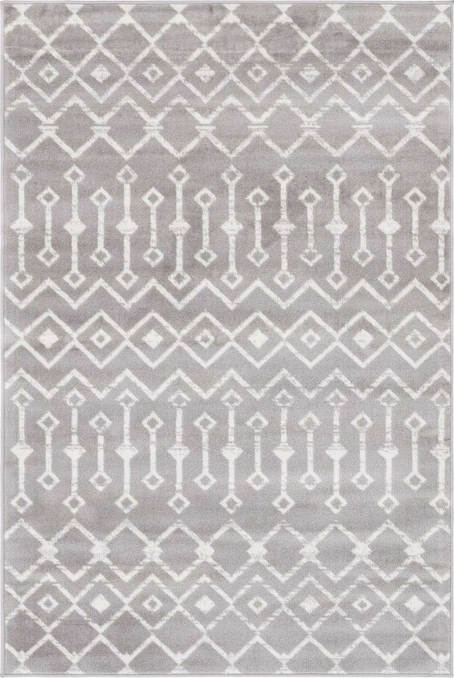 Light Gray 4' 1 x 6' 1 Moroccan Trellis Rectangle Area Rug 100% Polypropylene Easy Clean Geometric Traditional Carpet for Interior Design Home Decor for Sale at Rug Engine