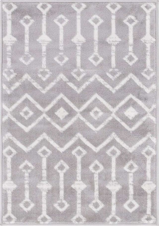 Light Gray 2' x 3' 1 Moroccan Trellis Rectangle Area Rug 100% Polypropylene Easy Clean Geometric Traditional Carpet for Interior Design Home Decor for Sale at Rug Engine