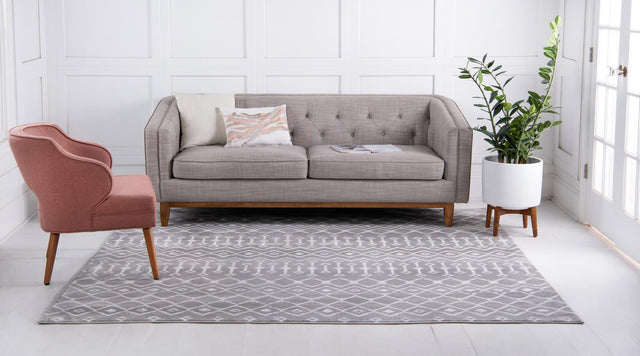 Light Gray 7' 10 x 7' 10 Moroccan Trellis Square Area Rug 100% Polypropylene Easy Clean Geometric Traditional Carpet for Interior Design Home Decor for Sale at Rug Engine