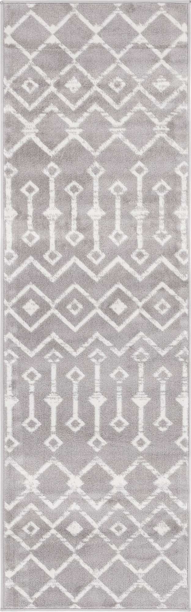 Light Gray 2' x 6' 7 Moroccan Trellis Runner Area Rug 100% Polypropylene Easy Clean Geometric Traditional Carpet for Interior Design Home Decor for Sale at Rug Engine