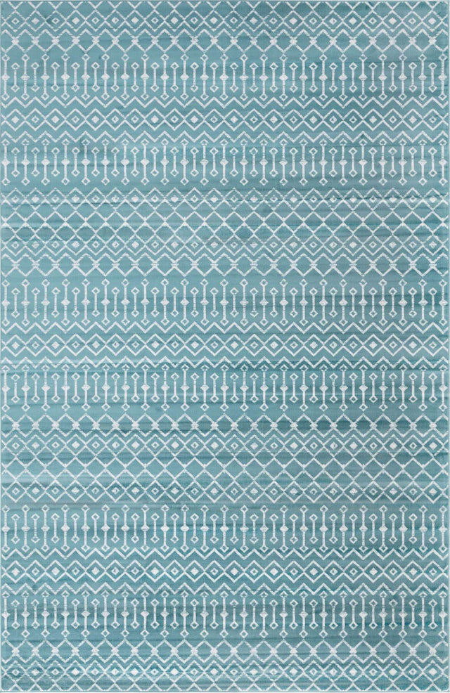 Turquoise 10' 8 x 16' 5 Moroccan Trellis Rectangle Area Rug 100% Polypropylene Easy Clean Geometric Traditional Carpet for Interior Design Home Decor for Sale at Rug Engine