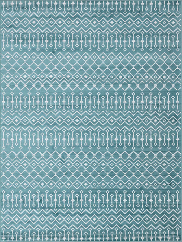 Turquoise 10' x 13' 1 Moroccan Trellis Rectangle Area Rug 100% Polypropylene Easy Clean Geometric Traditional Carpet for Interior Design Home Decor for Sale at Rug Engine