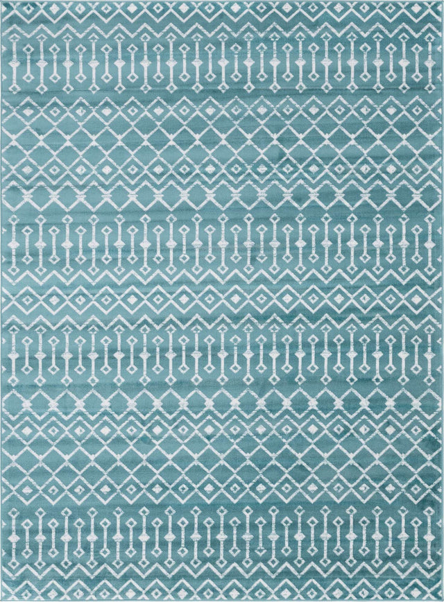 Turquoise 7' 10 x 11' Moroccan Trellis Rectangle Area Rug 100% Polypropylene Easy Clean Geometric Traditional Carpet for Interior Design Home Decor for Sale at Rug Engine
