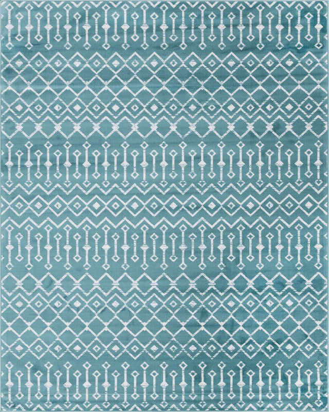 Turquoise 7' 10 x 10' Moroccan Trellis Rectangle Area Rug 100% Polypropylene Easy Clean Geometric Traditional Carpet for Interior Design Home Decor for Sale at Rug Engine