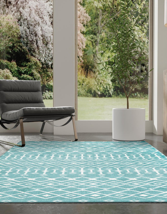 Turquoise 3' 1 x 5' 3 Moroccan Trellis Rectangle Area Rug 100% Polypropylene Easy Clean Geometric Traditional Carpet for Interior Design Home Decor for Sale at Rug Engine