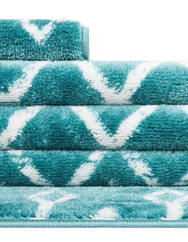 Turquoise 4' 1 x 6' 1 Moroccan Trellis Rectangle Area Rug 100% Polypropylene Easy Clean Geometric Traditional Carpet for Interior Design Home Decor for Sale at Rug Engine