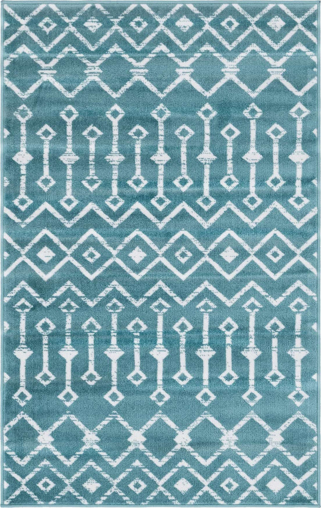 Turquoise 3' 1 x 5' 3 Moroccan Trellis Rectangle Area Rug 100% Polypropylene Easy Clean Geometric Traditional Carpet for Interior Design Home Decor for Sale at Rug Engine