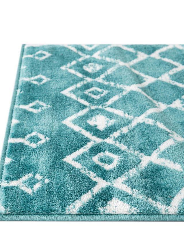 Turquoise 2' 6 x 8' 2 Moroccan Trellis Runner Area Rug 100% Polypropylene Easy Clean Geometric Traditional Carpet for Interior Design Home Decor for Sale at Rug Engine