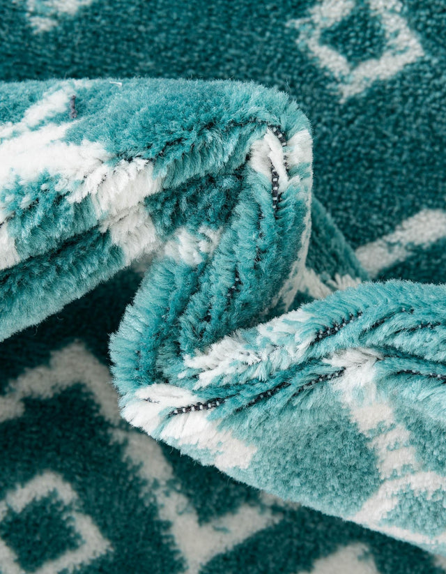 Turquoise 2' x 9' 10 Moroccan Trellis Runner Area Rug 100% Polypropylene Easy Clean Geometric Traditional Carpet for Interior Design Home Decor for Sale at Rug Engine