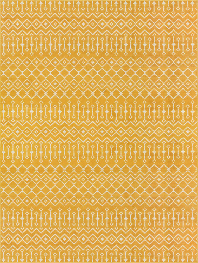 Yellow 10' x 13' 1 Moroccan Trellis Rectangle Area Rug 100% Polypropylene Easy Clean Geometric Traditional Carpet for Interior Design Home Decor for Sale at Rug Engine