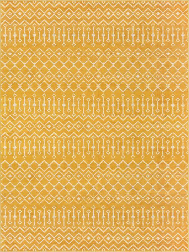 Yellow 9' x 12' Moroccan Trellis Rectangle Area Rug 100% Polypropylene Easy Clean Geometric Traditional Carpet for Interior Design Home Decor for Sale at Rug Engine