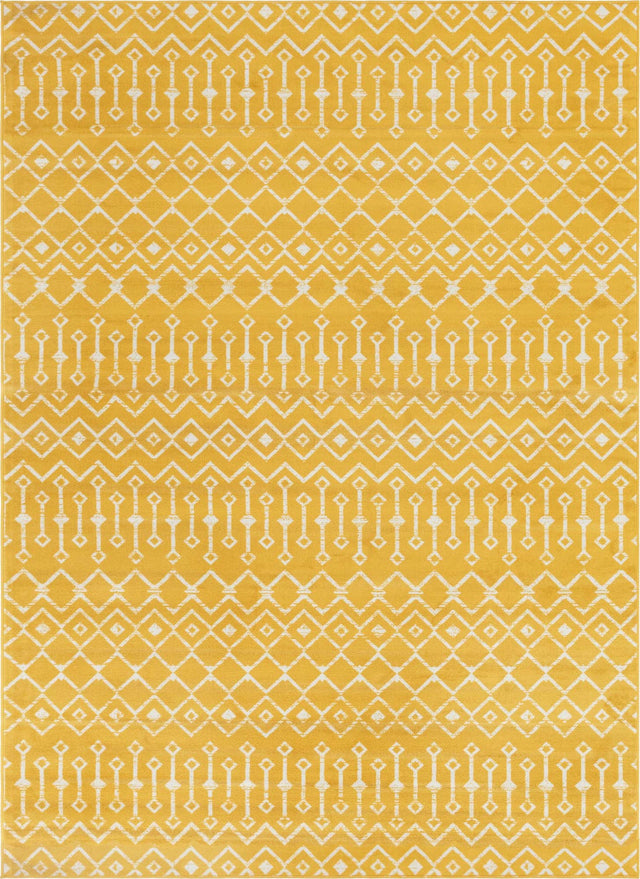 Yellow 7' 10 x 11' Moroccan Trellis Rectangle Area Rug 100% Polypropylene Easy Clean Geometric Traditional Carpet for Interior Design Home Decor for Sale at Rug Engine