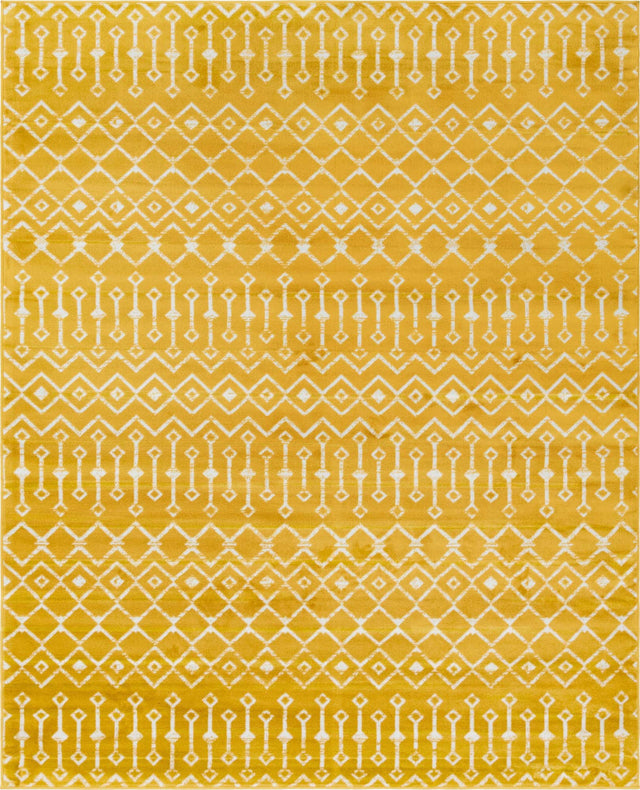 Yellow 7' 10 x 10' Moroccan Trellis Rectangle Area Rug 100% Polypropylene Easy Clean Geometric Traditional Carpet for Interior Design Home Decor for Sale at Rug Engine