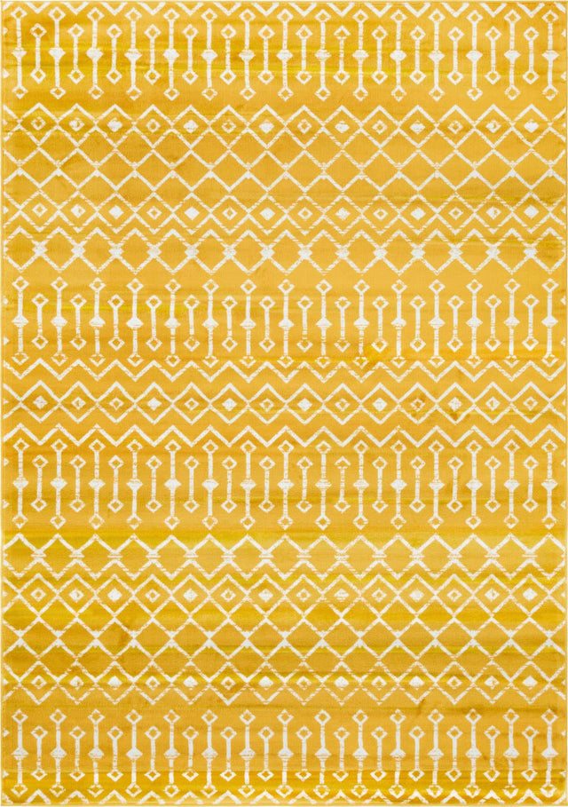Yellow 7' 1 x 10' Moroccan Trellis Rectangle Area Rug 100% Polypropylene Easy Clean Geometric Traditional Carpet for Interior Design Home Decor for Sale at Rug Engine