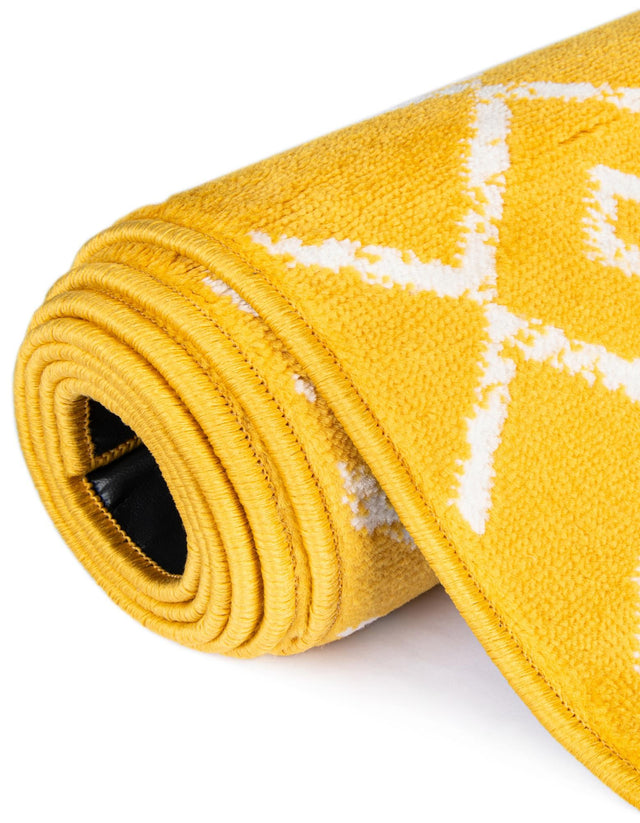 Yellow 7' 10 x 11' Moroccan Trellis Rectangle Area Rug 100% Polypropylene Easy Clean Geometric Traditional Carpet for Interior Design Home Decor for Sale at Rug Engine