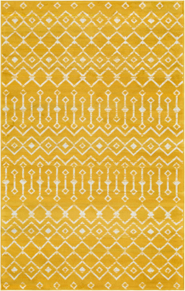 Yellow 5' 3 x 8' Moroccan Trellis Rectangle Area Rug 100% Polypropylene Easy Clean Geometric Traditional Carpet for Interior Design Home Decor for Sale at Rug Engine
