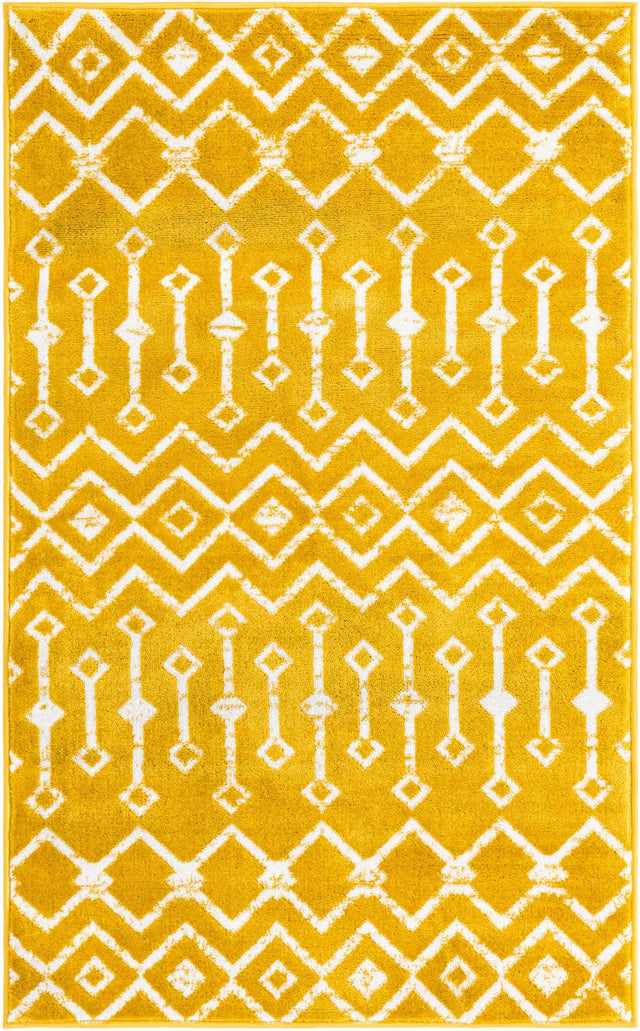 Yellow 3' 1 x 5' 3 Moroccan Trellis Rectangle Area Rug 100% Polypropylene Easy Clean Geometric Traditional Carpet for Interior Design Home Decor for Sale at Rug Engine