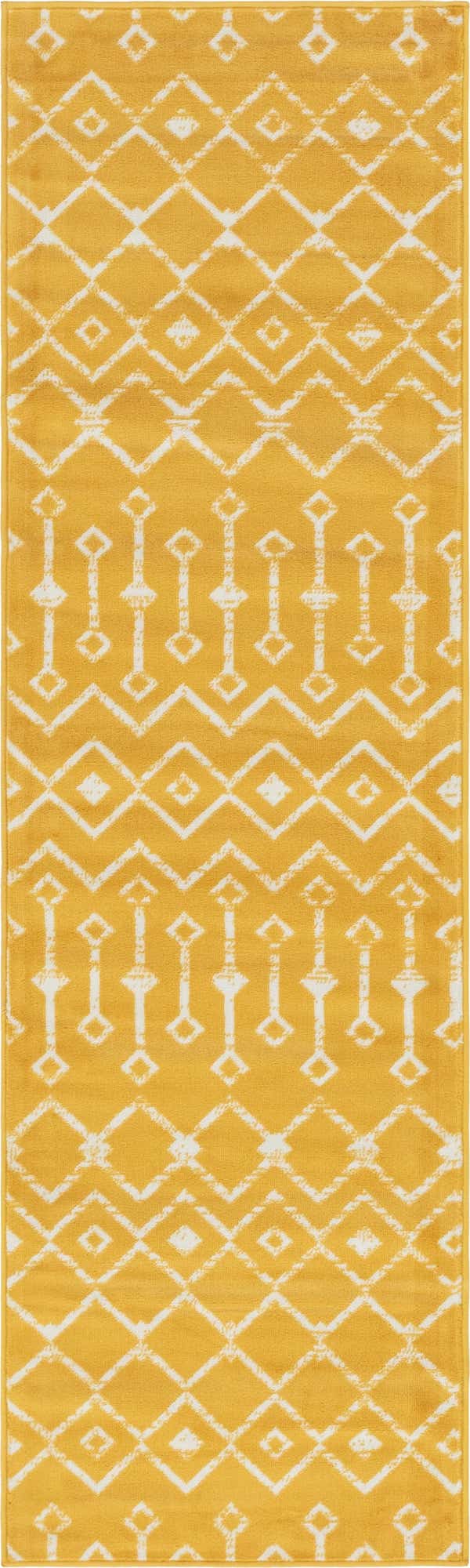 Yellow 2' 6 x 8' 2 Moroccan Trellis Runner Area Rug 100% Polypropylene Easy Clean Geometric Traditional Carpet for Interior Design Home Decor for Sale at Rug Engine