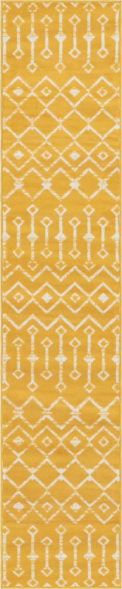 Yellow 2' x 9' 10 Moroccan Trellis Runner Area Rug 100% Polypropylene Easy Clean Geometric Traditional Carpet for Interior Design Home Decor for Sale at Rug Engine