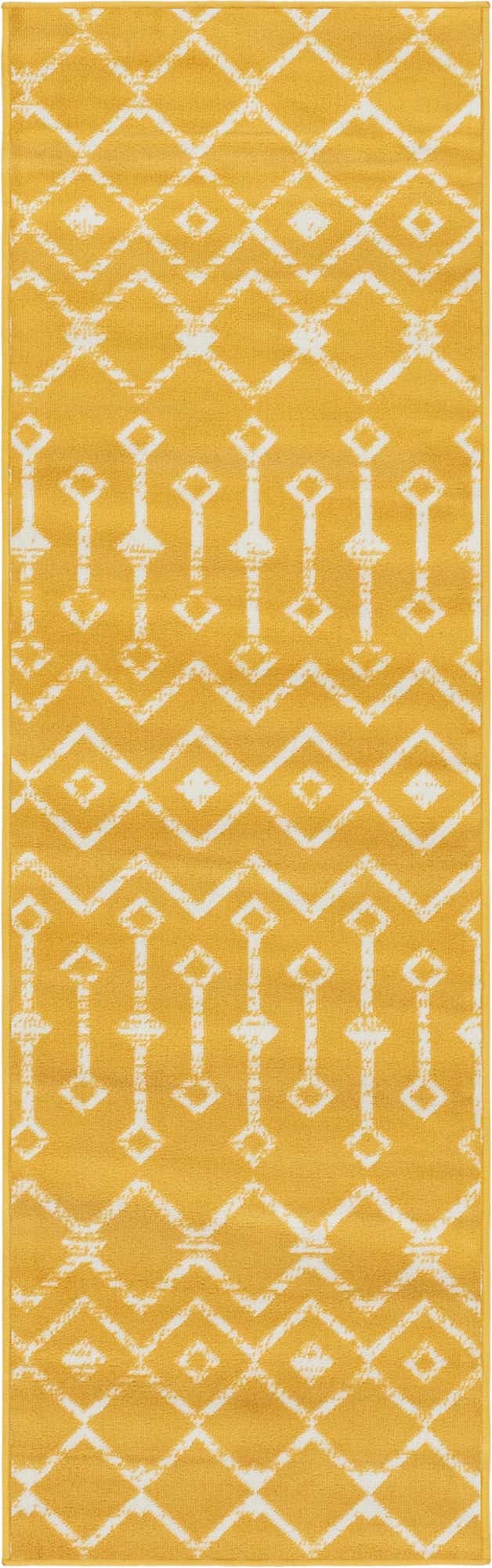 Yellow 2' x 6' 7 Moroccan Trellis Runner Area Rug 100% Polypropylene Easy Clean Geometric Traditional Carpet for Interior Design Home Decor for Sale at Rug Engine