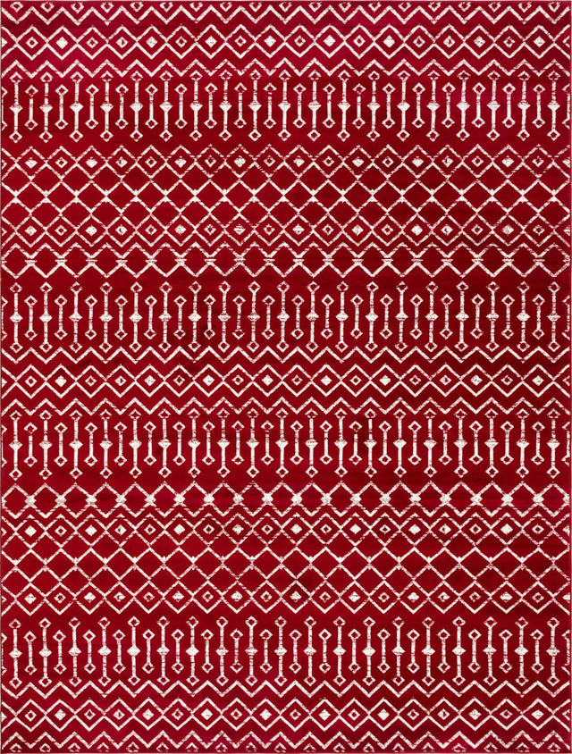 Red 9' x 12' Moroccan Trellis Rectangle Area Rug 100% Polypropylene Easy Clean Geometric Traditional Carpet for Interior Design Home Decor for Sale at Rug Engine