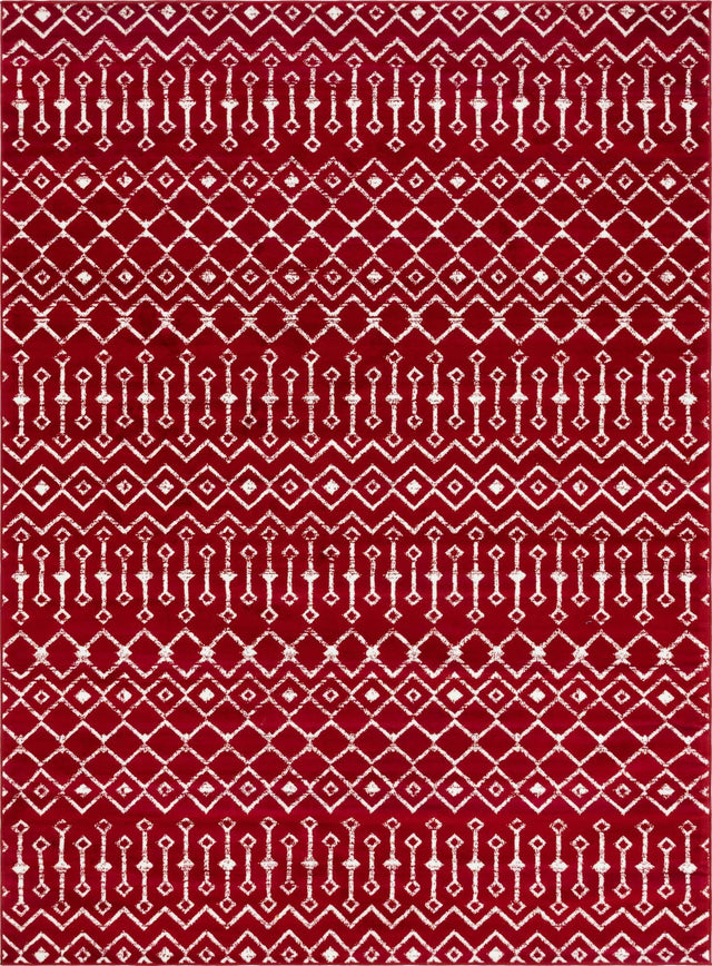 Red 7' 10 x 11' Moroccan Trellis Rectangle Area Rug 100% Polypropylene Easy Clean Geometric Traditional Carpet for Interior Design Home Decor for Sale at Rug Engine