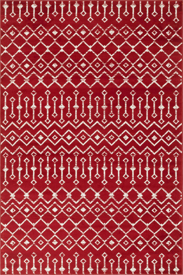 Red 6' 1 x 9' Moroccan Trellis Rectangle Area Rug 100% Polypropylene Easy Clean Geometric Traditional Carpet for Interior Design Home Decor for Sale at Rug Engine