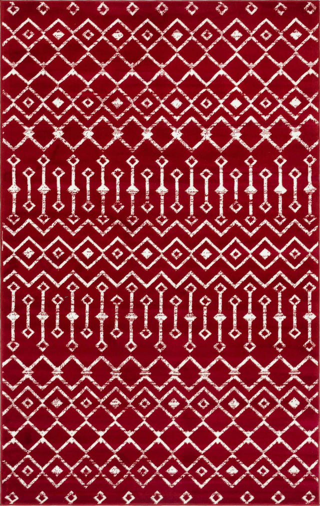 Red 5' 3 x 8' Moroccan Trellis Rectangle Area Rug 100% Polypropylene Easy Clean Geometric Traditional Carpet for Interior Design Home Decor for Sale at Rug Engine