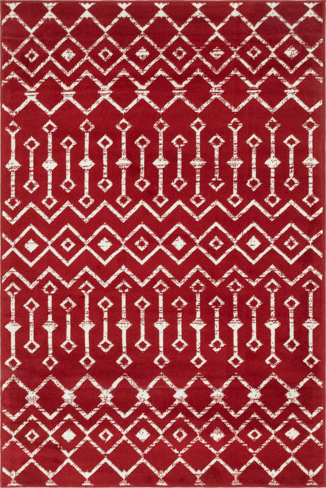 Red 4' 1 x 6' 1 Moroccan Trellis Rectangle Area Rug 100% Polypropylene Easy Clean Geometric Traditional Carpet for Interior Design Home Decor for Sale at Rug Engine