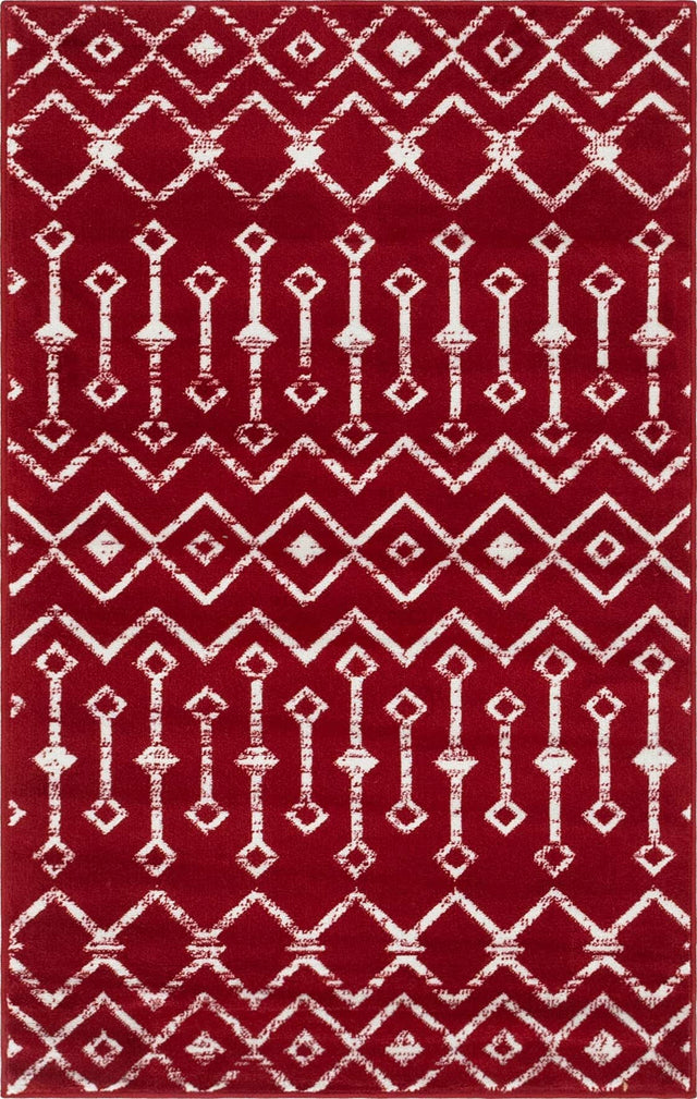 Red 3' 1 x 5' 3 Moroccan Trellis Rectangle Area Rug 100% Polypropylene Easy Clean Geometric Traditional Carpet for Interior Design Home Decor for Sale at Rug Engine