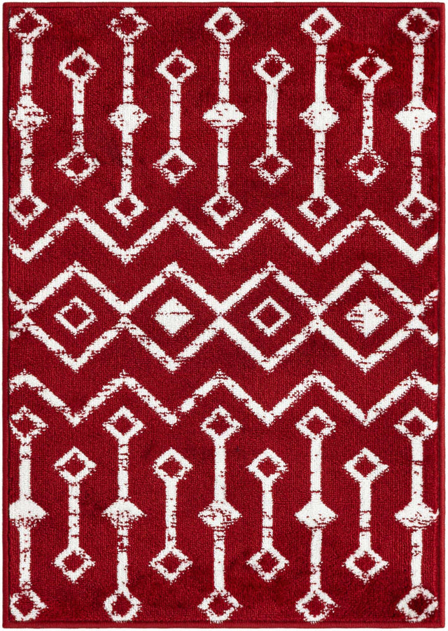 Red 2' x 3' 1 Moroccan Trellis Rectangle Area Rug 100% Polypropylene Easy Clean Geometric Traditional Carpet for Interior Design Home Decor for Sale at Rug Engine